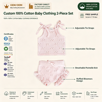 Ensemble Camisole Bébé Pinuotu Rose Pâle avec Short Pointelle, Ensemble Deux Pièces pour Nouveau-né, Usine de Tricot Personnalisée OEM ODM