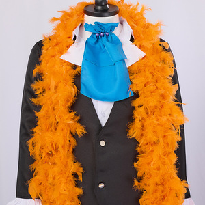 One Piece Brook Cosplay Costume Adult Men Halloween Party Outfit Pants Vest <b>Top</b> Orange <b>Feather</b> Scarf Cross-Border Source - Product Image 3