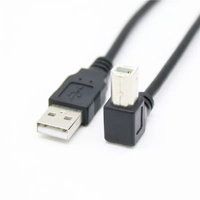 Cable de impresora de datos USB2.0 de 0,3 m y 1,5 m, ángulo de 90 grados, codo derecho izquierdo macho tipo B para Escáner de ordenador, auriculares de carga rápida 3A