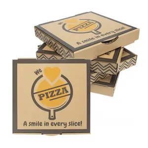 10インチ段ボールピザボックスクラフト紙ピザ包装ボックスパイテイクアウト配達用ロゴ付きミニピザボックス