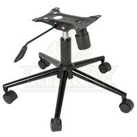 Base de chaise en acier conique à 5 pieds, revêtement noir, avec roulettes