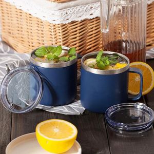 8oz 12oz 14oz Coffee <b>Mug</b> with Handle and Lid, Double Wall Vacuum <b>Insulated</b> Camping <b>Mug</b> Stainless Steel Travel Tumbler Cup - Product Image 3