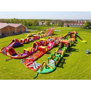 Carrera de obstáculos giratoria inflable de PVC comercial gigante, actividades deportivas para niños al aire libre, juego de desafío, carrera de obstáculos a la venta - Product Image 1