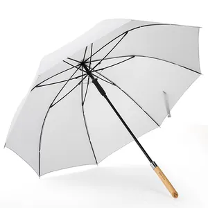 Деловой роскошный зонт, уличный Зонт от дождя, с защитой от УФ-лучей, с логотипом ODM, алюминиевая рама 190T, Прямой Зонт от дождя с деревянной ручкой