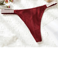 VS Secret Style Sexy Water Rhinestone Inner Hip String Briefs pour dames Couleur unie Taille basse en nylon pour le commerce extérieur