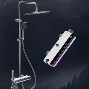 Латунная настенная Душевая система для ванной комнаты цифровой водопад дождь рояль дизайн Термостатические смесители полированная обработка поверхности - Product Image 2