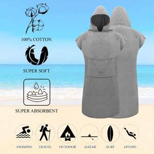 Serviette poncho à capuche personnalisée en gros pour adulte, absorbante, pour la plage, la natation, le bain, le change de tenue, en coton - Product Image 4