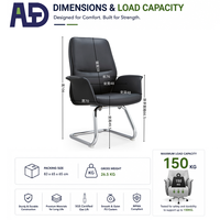 Chaise de Visiteur Exécutive Moderne en Cuir, Chaise de Bureau à Dossier Haut pour Conférence, Chaise d'Invité avec Accoudoirs Rembourrés, Base Cantilever Chromée
