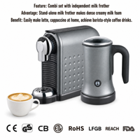 Machine à café expresso à capsules Combi avec mousseur à lait, machine à café à capsules compacte pour la maison