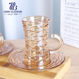 Placage ionique couleur gris fumé 105ml tasses turques tasse à thé marocaine verres tasse à thé tasse en verre avec soucoupe - Product Image 6