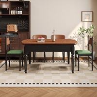 Table et chaises de salle à manger en bois massif de style vintage, design moderne minimaliste de luxe léger, pour petites maisons, table extensible et pliable