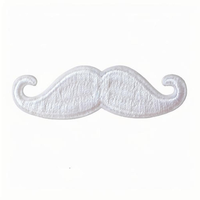 Patch brodé moustache 6*1.6cm, mini badge barbe de gentleman, applique thermocollante pour décoration DIY vêtements, chapeaux, masques