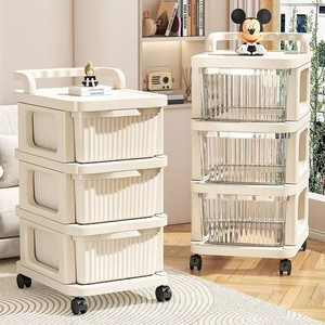 Carrito de almacenamiento transparente con cajones, organizador con ruedas de 5 niveles para juguetes, refrigerios y artículos para bebés - Product Image 1