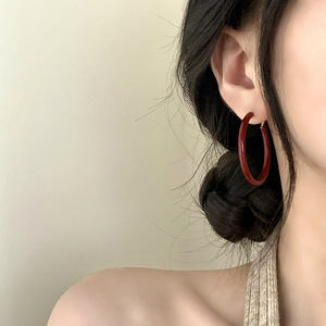 Pendientes de <span class=keywords><strong>Aro</strong></span> Rojos Novedad 2026, de Lujo Exclusivo, Pequeños y Circulares, Tipo Ear Cuff, Joyería de Moda para Mujer - Product Image 3
