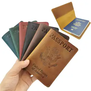 Funda Protectora para Pasaporte de Cuero Genuino Estilo Retro Country, Venta al Por Mayor - Product Image 1