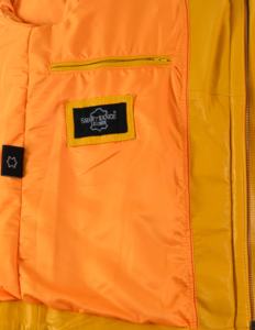 Custom 100% Genuine <b>Yellow</b> <b>Puffer</b> Nappa Hooded Leather Men’s <b>Jacket</b> Warm Lining Private Label OEM Premium Winter Outerwear - Product Image 5