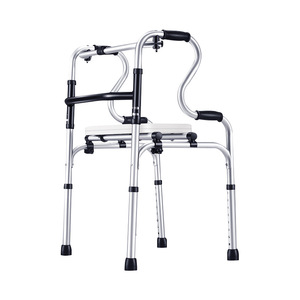 Déambulateur en alliage d'aluminium avec siège, 8 niveaux de hauteur, pliable, pour la réadaptation des personnes âgées - Product Image 2