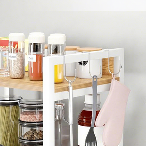 Five Tier Wood Storage Rack With <b>Microwave</b> Oven Shelf For Kitchen Minimalist Standing Type Multifunctional Organizer - Product Image 4
