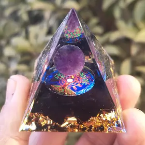 Sphères de cristal Améthyste Pierres de guérison Chakra Méditation <span class=keywords><strong>Orgonite</strong></span> Orgone Pyramide 5cm Lucky Home Decor - Product Image 1