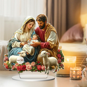 Nouvelle figurine d'art artisanale en acrylique plat 2D, écologique, vernie UV, pour décoration intérieure de fête, représentant une famille chaude et une profonde affection mère-enfant - Product Image 2