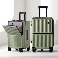 Valise trolley classique unisexe de 26 pouces avec logo personnalisé, en polycarbonate optique, durable, antivol, avec roulettes pivotantes