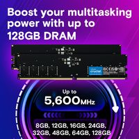 RAM DDR5 8 Go 16 Go 32 Go 4800 MHz 5200 MHz 5600 MHz Module de mémoire de bureau UDIMM Haute stabilité Entièrement testé Crucial Ram