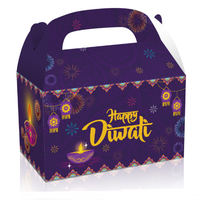 Joyeux Diwali Deepavali Festival des Lumières Fournitures de Fête Thème Rangoli Diya Petit Coffret Cadeau en Papier pour Desserts Bonbons Dauphin Étoile