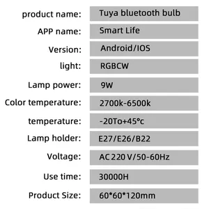 Alexa And Google Smart LED Light Bulbs Wifi Led Bulb 10W RGB Smart LED Light Bulbs