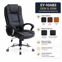 Chaise de Direction Ergonomique en Cuir PU avec Accoudoirs Rembourrés et Fonction Pivotante pour Bureaux d'Entreprise et Appels d'Offres Institutionnels