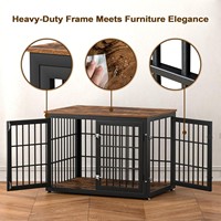 Cage pour chien de luxe robuste, style rétro, en fer et bois de pin, pour chiens de grande et moyenne taille, design respirant, avec boutons-pression, pour intérieur