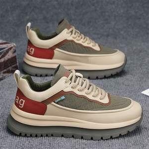 Thick-soled Lace-up Travel Men's <b>Shoes</b> Winter Black Waterproof Stretch Fabric <b>Work</b> <b>Safety</b> <b>Shoes</b> Running Anti-slip Spring Autumn - Product Image 3