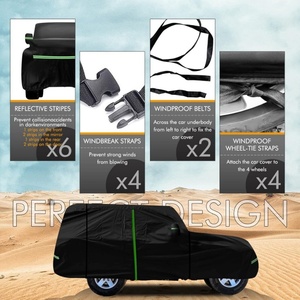 Housses de voiture imperméables 210T, personnalisées pour <span class=keywords><strong>Jeep</strong></span> <span class=keywords><strong>Wrangler</strong></span> <span class=keywords><strong>2</strong></span> portes 1987-2006, protection UV avec porte à fermeture éclair et bande réfléchissante - Product Image 3