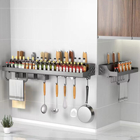 Organiseur de cuisine à succès, étagère en acier inoxydable, support de rangement pour couteaux, support mural pour épices, porte-ustensiles et porte-baguettes