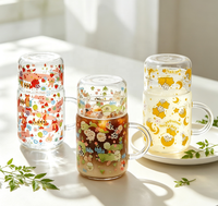 Pichet en verre borosilicate à imprimé animalier mignon, grande capacité, écologique et réutilisable pour café, thé, lait