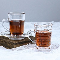 Ensemble de tasses à thé et soucoupes en cristal transparent de luxe pour mariage et fête, vente chaude, élégant pour la maison, vaisselle à café