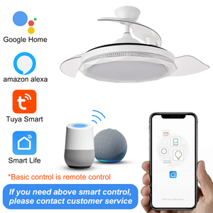 New Arrival Acrylic kim loại đồng xây dựng 220V thiết kế hiện đại cài đặt dự án có thể thu vào quạt trần với LED ánh sáng - Product Image 6