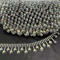 Cadena de diamantes de imitación AB de 10 yardas con forma de corazón y cascabel, cadena de diamantes de imitación de fantasía para coser en vestidos, joyería DIY, venta al por mayor, brillo.