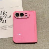 Coque de téléphone en verre effet glace couleur unie de luxe pour iPhone avec protection d'objectif double et protection antichoc de la charnière
