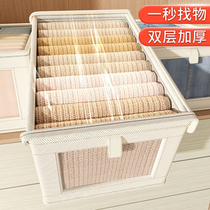 Clothing Organizer Storage <b>Box</b> With Lid Rectangle Fabric Large Capacity For <b>Clothes</b> Bedroom Home Use Solid Color Spring 2024 - Product Image 5