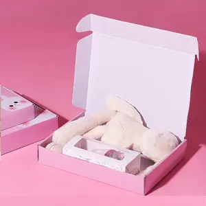 Kotak surat paket hadiah pakaian dalam pakaian tidur Lingerie ritel merah muda Logo kustom kotak kertas kemasan pakaian kardus mewah