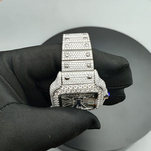 Topmerk VVS saffier horloges, hiphop stijl ijsblauwe kleur uitgeholde automatische mechanische designer horloges - Product Image 6