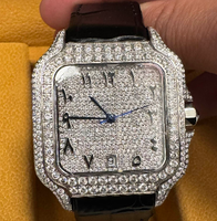Montre mécanique carrée 3A, style AAA Carter Santo, bracelet en cuir véritable, Reloj Moissanita Para Hombre, Montre Homme
