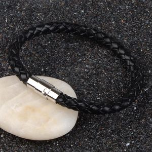 Bracciali in Vera Pelle Intrecciata con Chiusura in Acciaio Inossidabile e <span class=keywords><strong>Croce</strong></span> <span class=keywords><strong>Nera</strong></span> - Product Image 2
