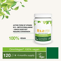 Comprimés sublinguaux de vitamine B12 végétalienne à marque privée 1000mcg méthylcobalamine pour adultes - Soutien immunitaire 120 comprimés, approvisionnement de 4 mois