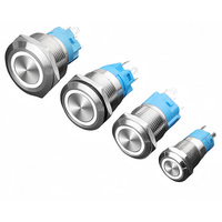 Autobloquant 12/16/19/22mm laiton bouton interrupteur LED anneau illuminé étanche bouton d'alimentation tension Max 12V/24V/110V/220V Max