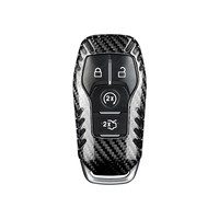Étuis à clés de voiture pour Ford Explorer Edge Taurus 4 boutons clé en Fiber de carbone housse de clé de voiture accessoires d'intérieur t-carbon Key crive