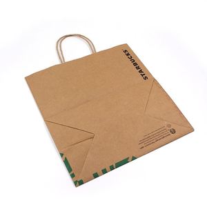 Sac en papier kraft avec poignée en corde, personnalisé avec un logo imprimé, pour la livraison de café et les plats à emporter - Product Image 3