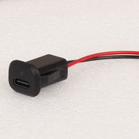 Connecteur USB-C femelle à montage sur panneau avec indicateur LED, câble d'alimentation USB-C vers 2 broches à fils ouverts, port de charge