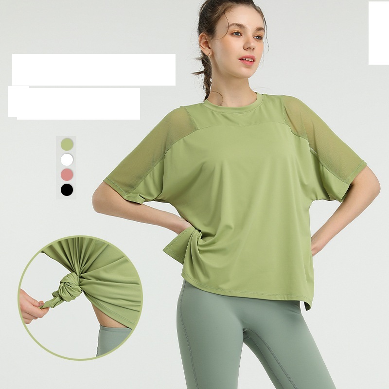 The New Quick Dry Gym Tops Women Drop Shoulder T-shirt Sports Short-sleeved Fitness Yoga Clothing Manufacturers Customized