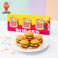 Fournisseur en gros de bonbons OEM, bonbons gélifiés halal aux saveurs fruitées de hamburger, étiquette privée personnalisée pour emballage en boîte